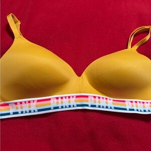 PINK Victoria’s Secret Yellow Bra with Rainbow Band
